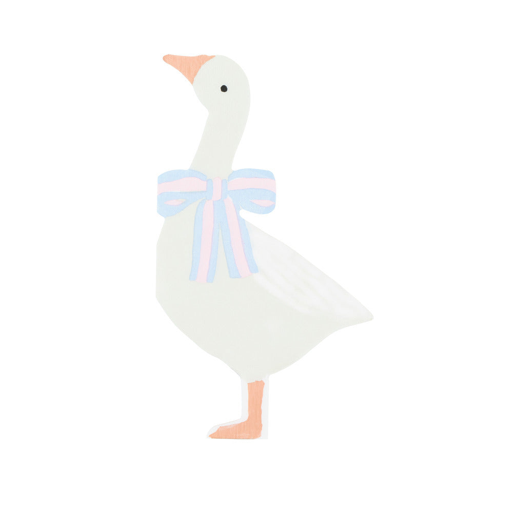 Goose shaped paper napkins by Meri Meri with pastel bow detail available at our Toronto party shop