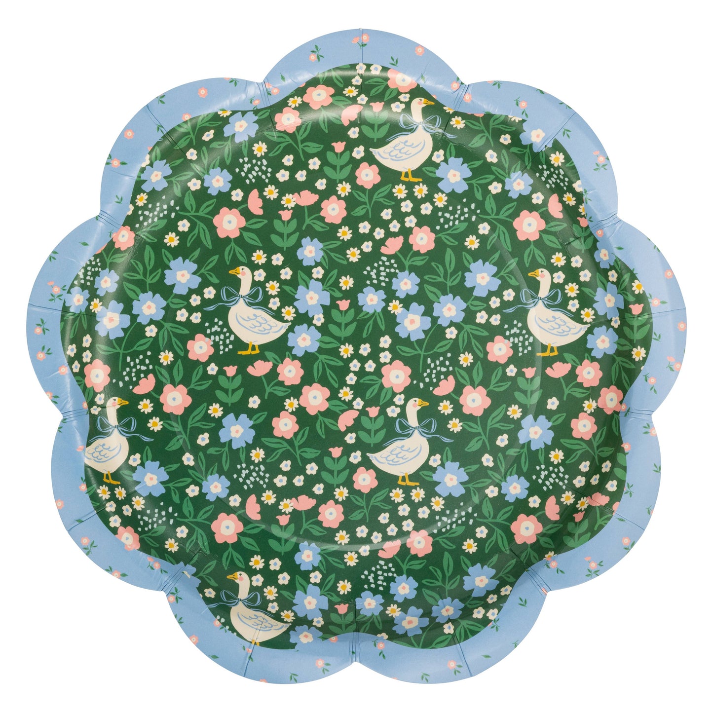Garden goose floral scalloped plates styled on a spring table, available in Toronto at Confetti My Party