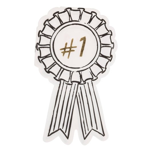 #1 graduation ribbon paper napkin with black illustration and gold foil detail, sold in Toronto at Confetti My Party