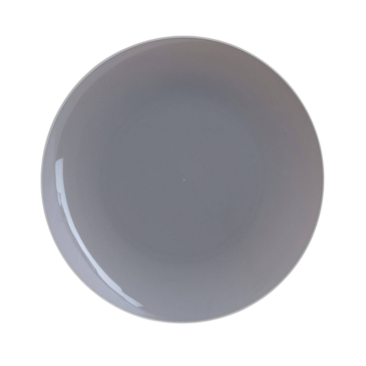 GRAY & SILVER ROUND REUSABLE DINNER PLATES | 10 PIECES