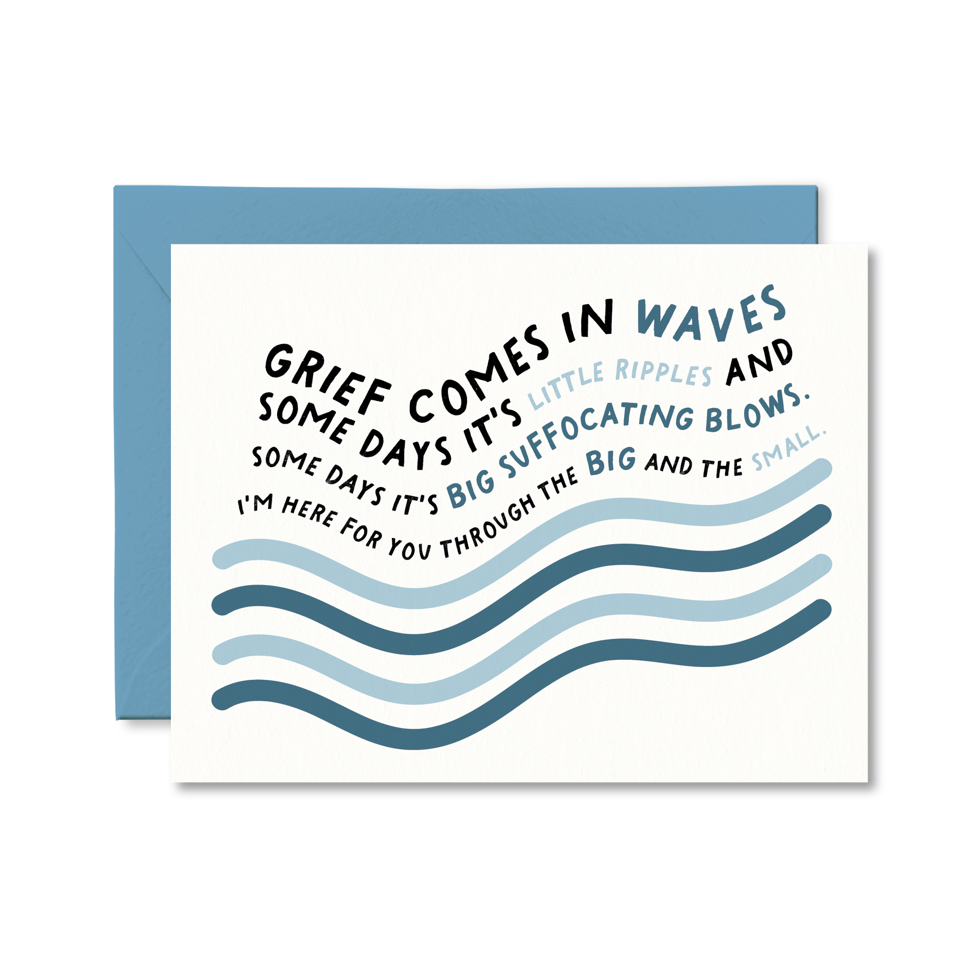 Sympathy greeting card with calming wave illustration available at our Toronto party shop
