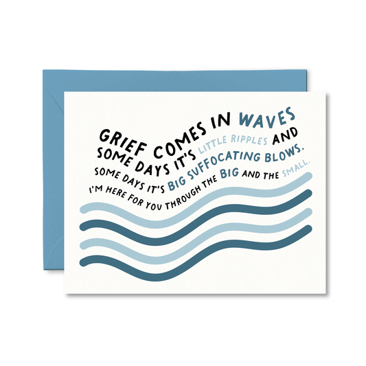 Sympathy greeting card with calming wave illustration available at our Toronto party shop
