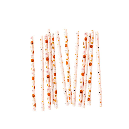 PINK PUMPKIN HALLOWEEN REUSABLE STRAWS