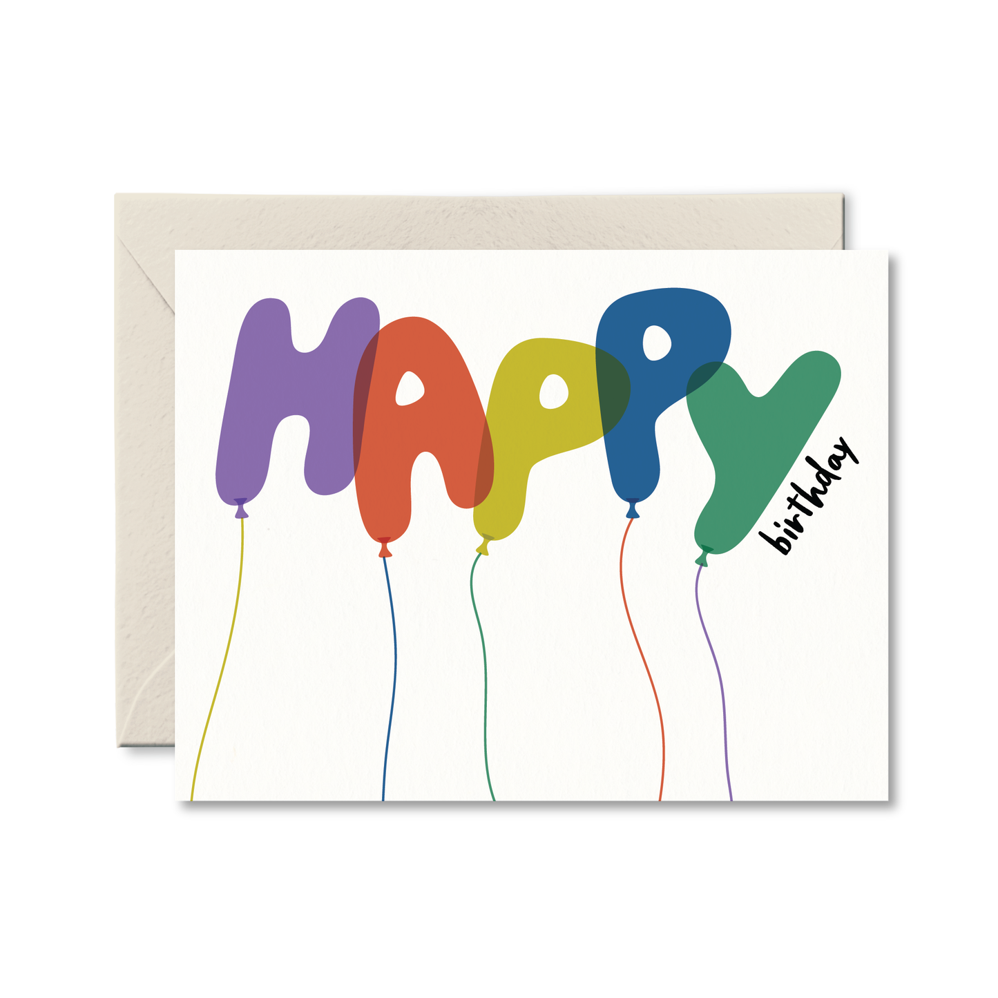 Colourful birthday greeting card with balloon lettering available at our Toronto party shop.