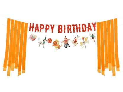 happy birthday circus icon banner 