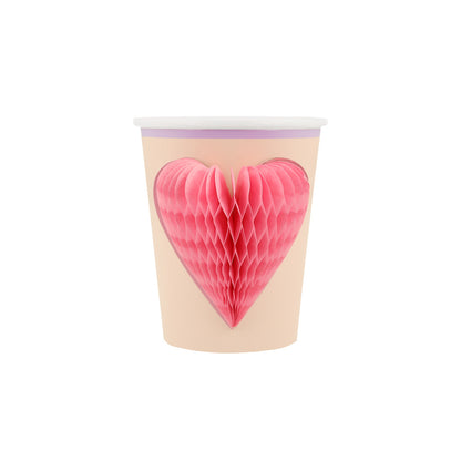 3D heart cup - pick, nude and purple trim