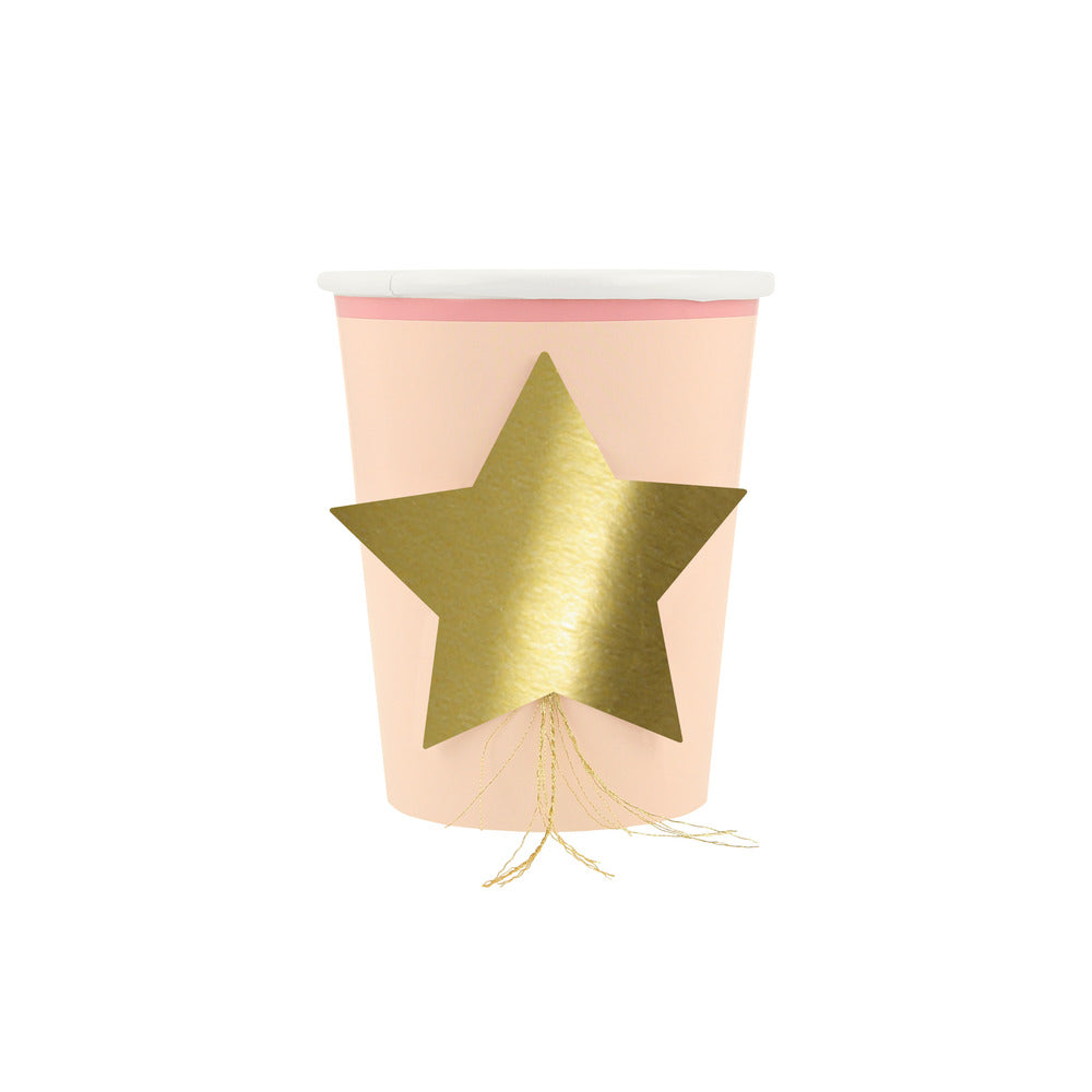 3D star cups - pink and gold