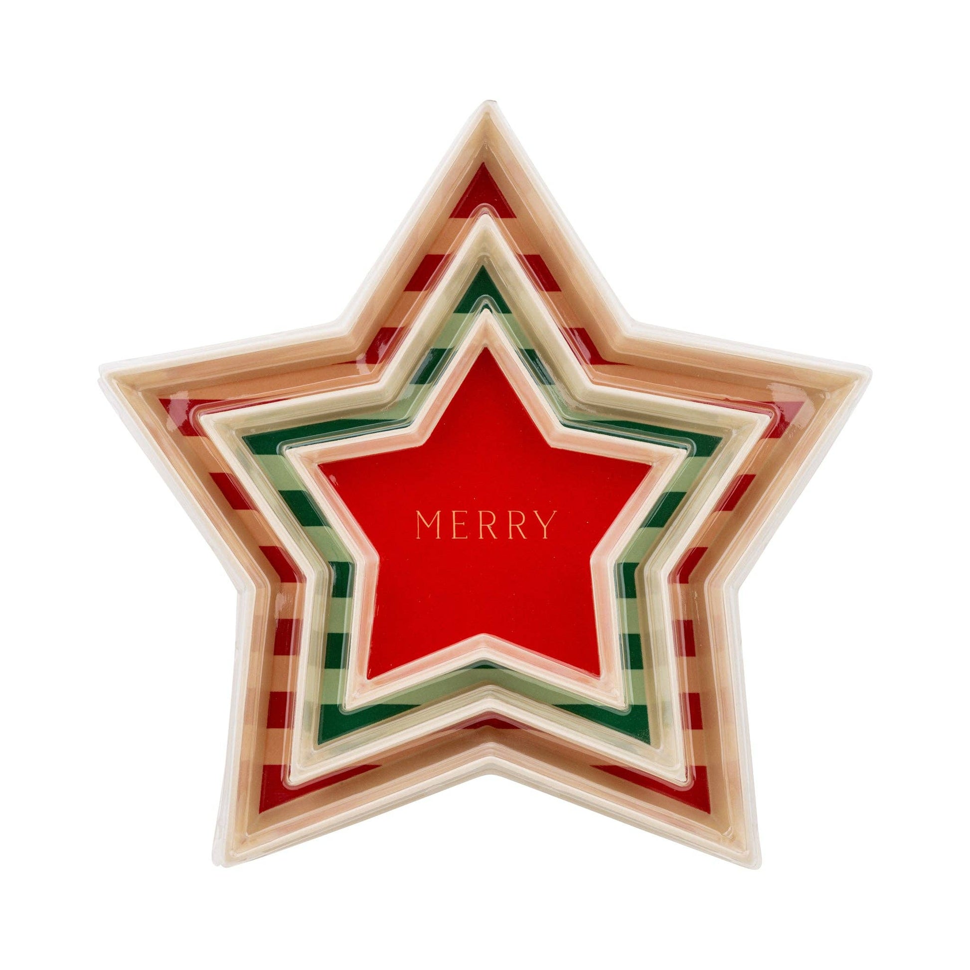 set of three bamboo holiday star trays 