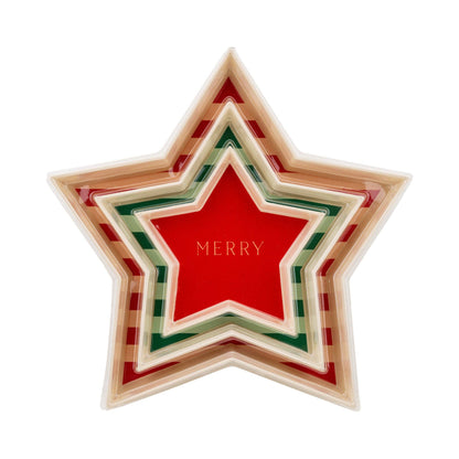 set of three bamboo holiday star trays 