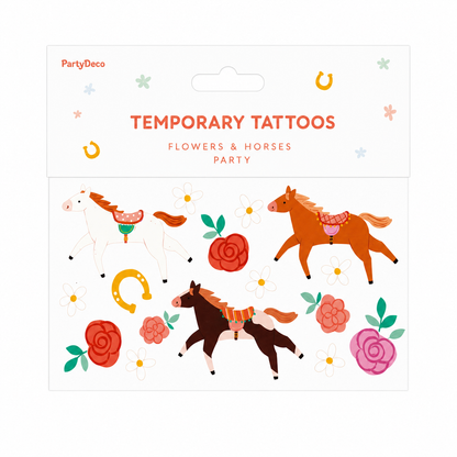 FLOWER & HORSES TEMPORARY TATTOOS