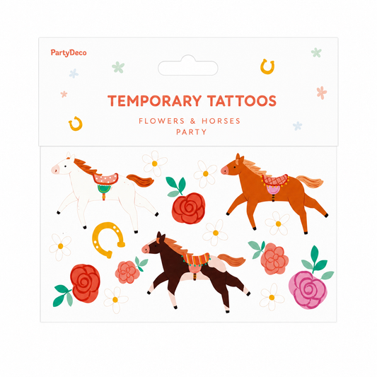 FLOWER & HORSES TEMPORARY TATTOOS