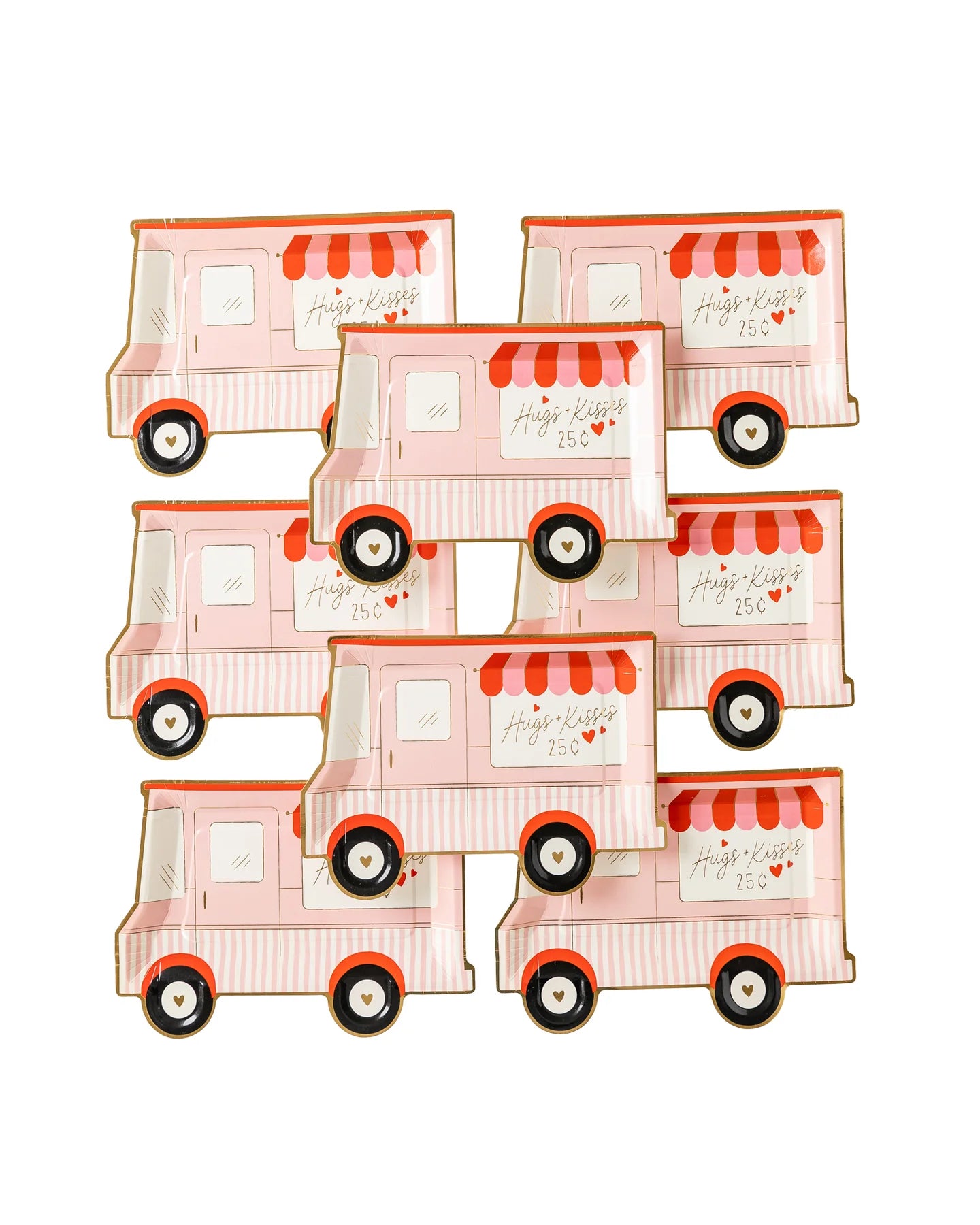 HUGS AND KISSES TRUCK SHAPED PLATES