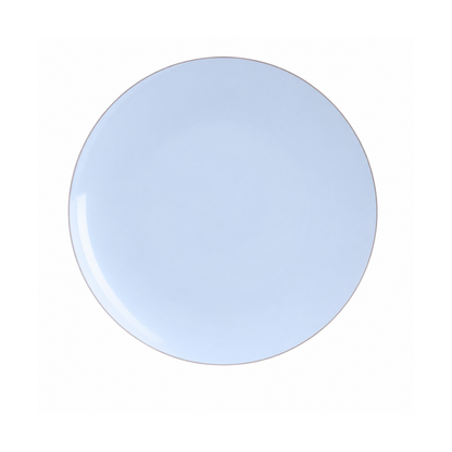 ICE BLUE & SILVER ROUND REUSABLE DESSERT PLATES | 10 PIECES
