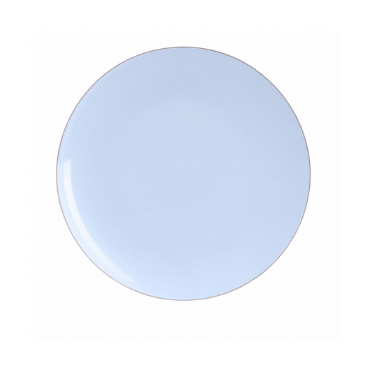 ICE BLUE & SILVER ROUND REUSABLE DESSERT PLATES | 10 PIECES