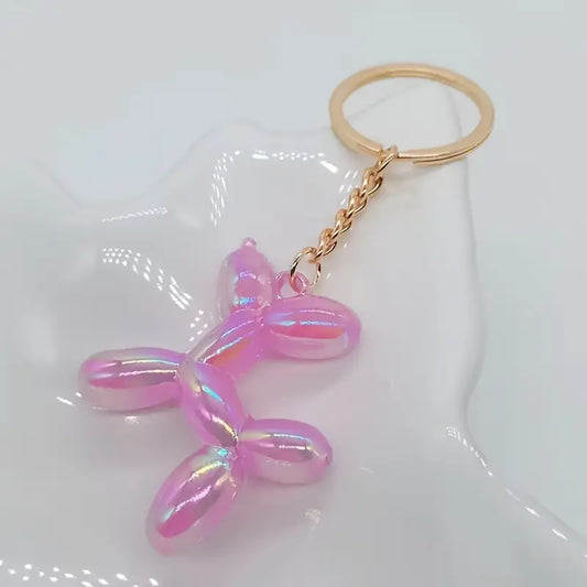 iridescent purple balloon dog keychain