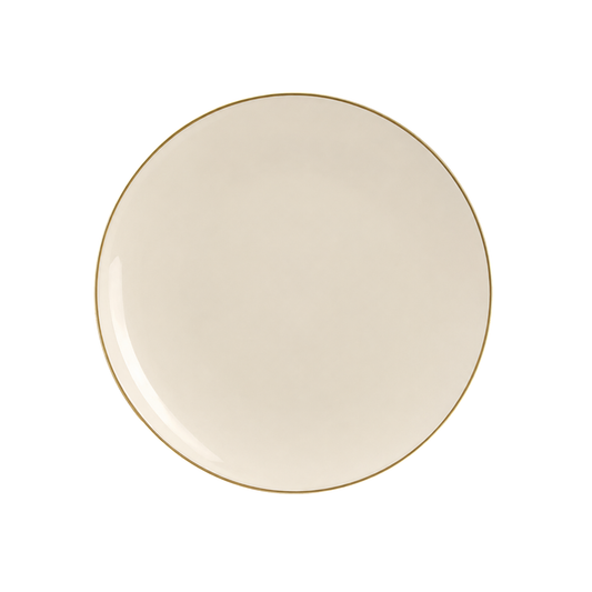 IVORY & GOLD ROUND REUSABLE DESSERT PLATES | 10 PIECES
