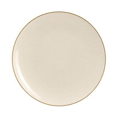 IVORY & GOLD ROUND REUSABLE DINNER PLATES | 10 PIECES