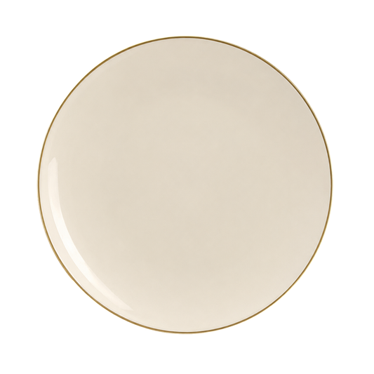 IVORY & GOLD ROUND REUSABLE DINNER PLATES | 10 PIECES