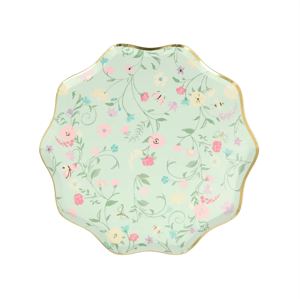 mint floral plate