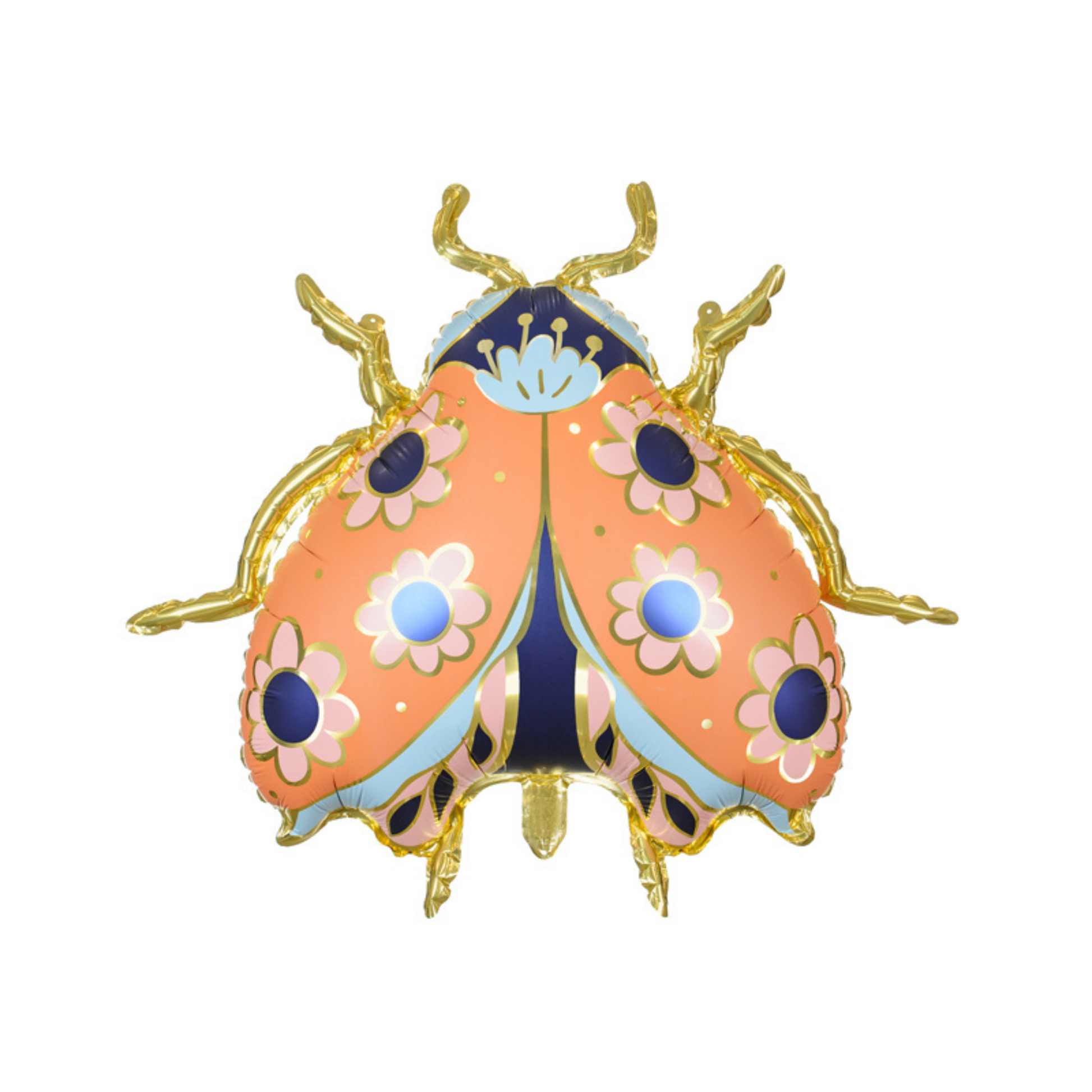orange, blue and gold lady bug foil balloon