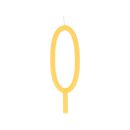 Large slim pastel number 0 candle by Meri Meri in yellow, available at Confetti My Party and ships across Canada for birthday cakes and parties.