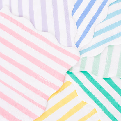 large stripe dinner napkins by meri meri - pack of 16 in 8 colours 