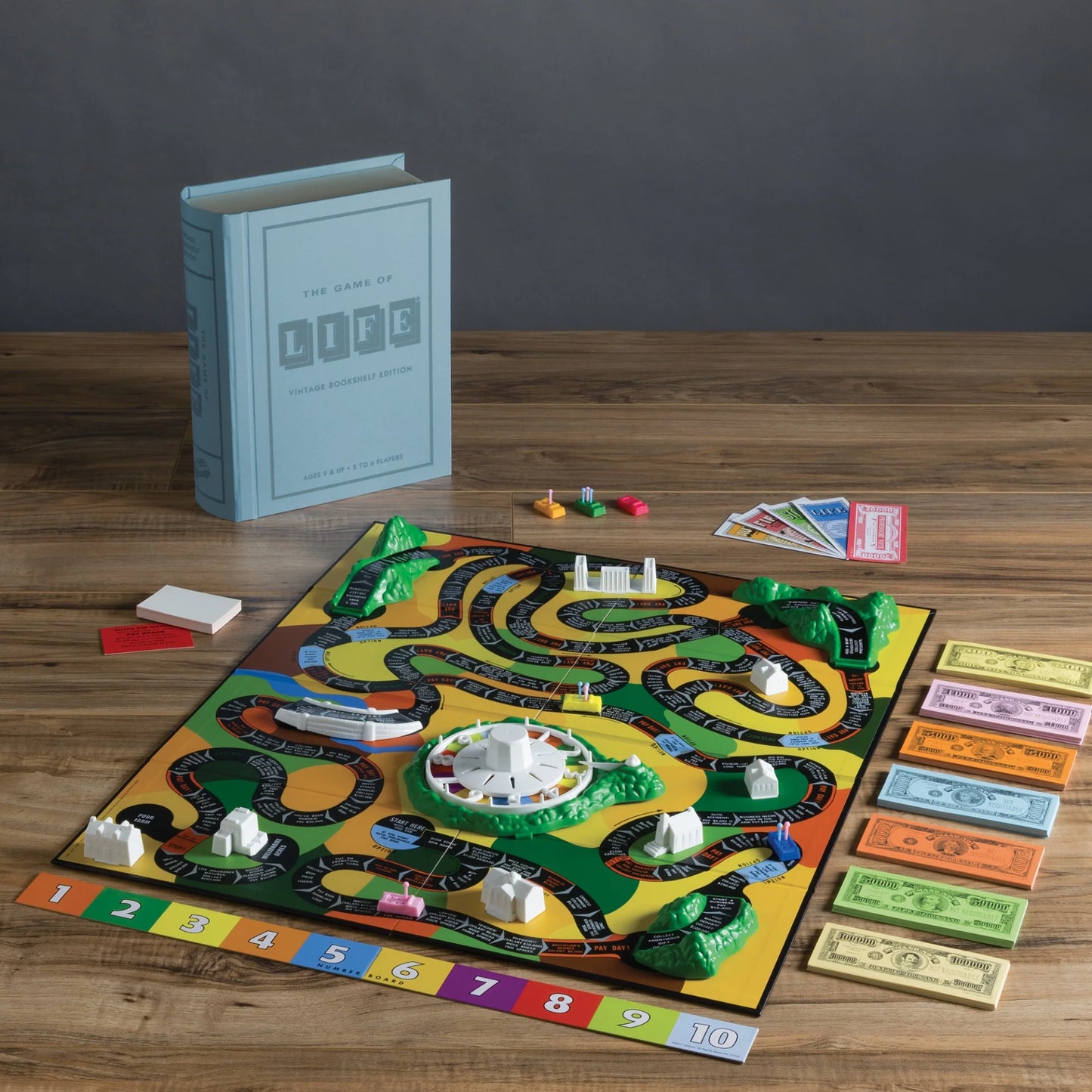 Vintage-style Life game board unfolded, ready for play, available across Canada.