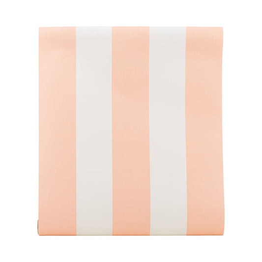 Light pink and white striped paper table runner, perfect for Toronto baby showers or party tables.