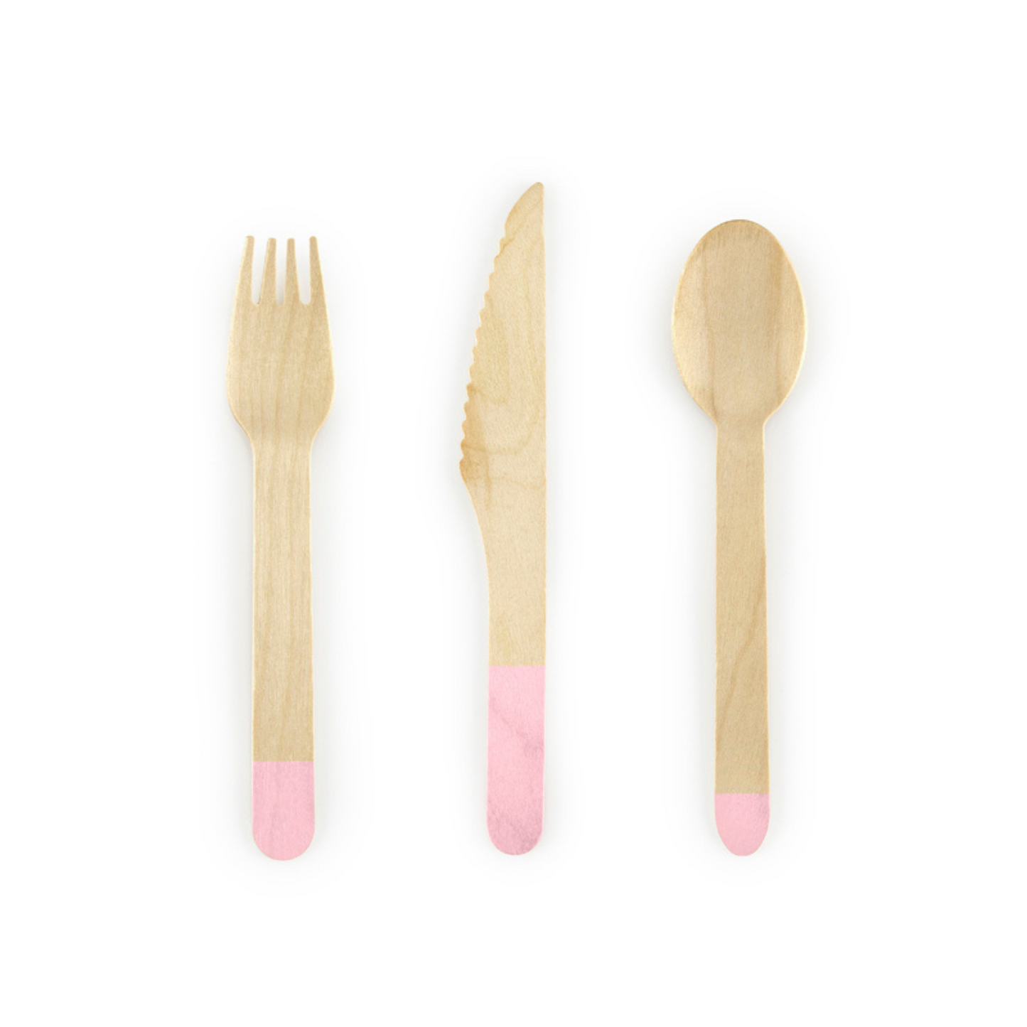 wooden cutlery with pink dipped ends