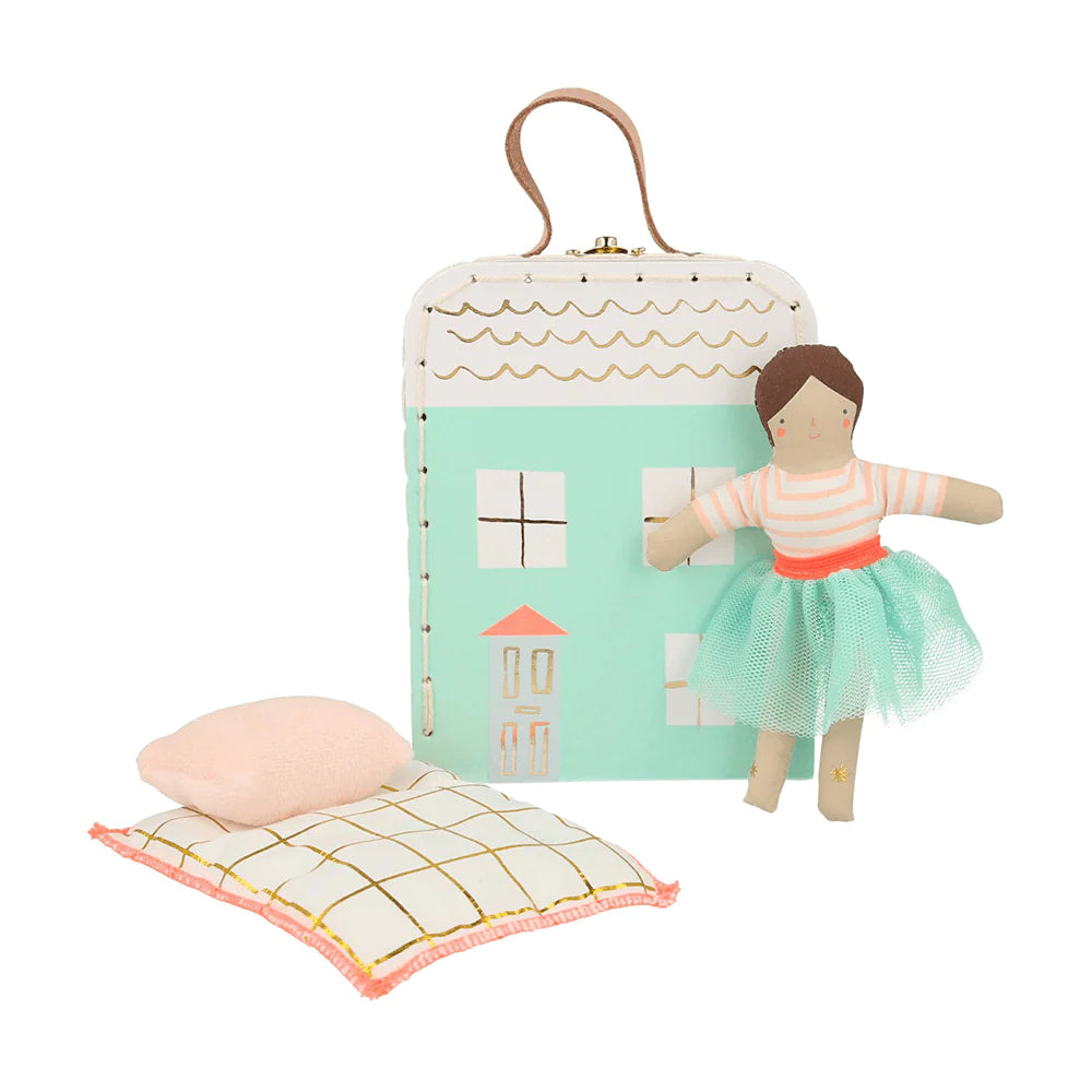 lila mini suitcase doll by meri meri