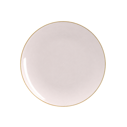 LINEN & GOLD ROUND REUSABLE DESSERT PLATES | 10 PIECES