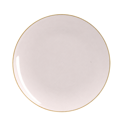 LINEN & GOLD ROUND REUSABLE DINNER PLATES | 10 PIECES