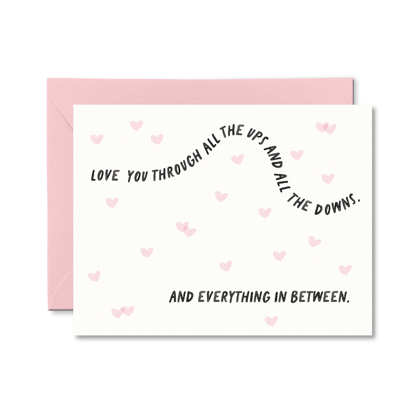 Sentimental love greeting card with pink heart details available at our Toronto party shop