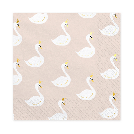 blush pink napkins with swan illustrations