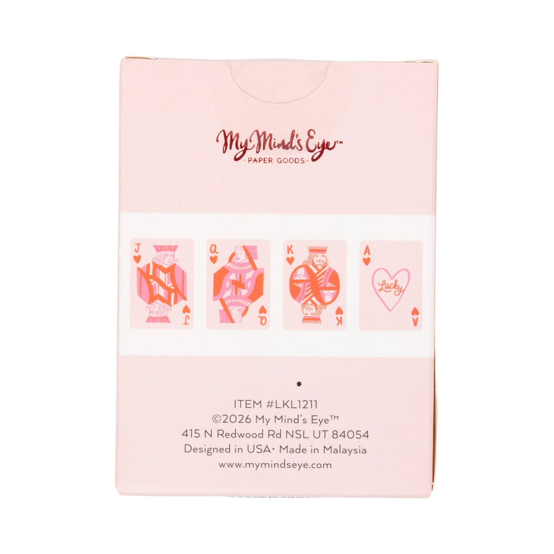 Packaged Lucky Valentine’s playing cards by My Mind’s Eye, sold in Toronto with shipping across Canada