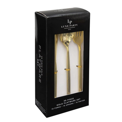 luxe party gold cutlery set - 30 pieces 