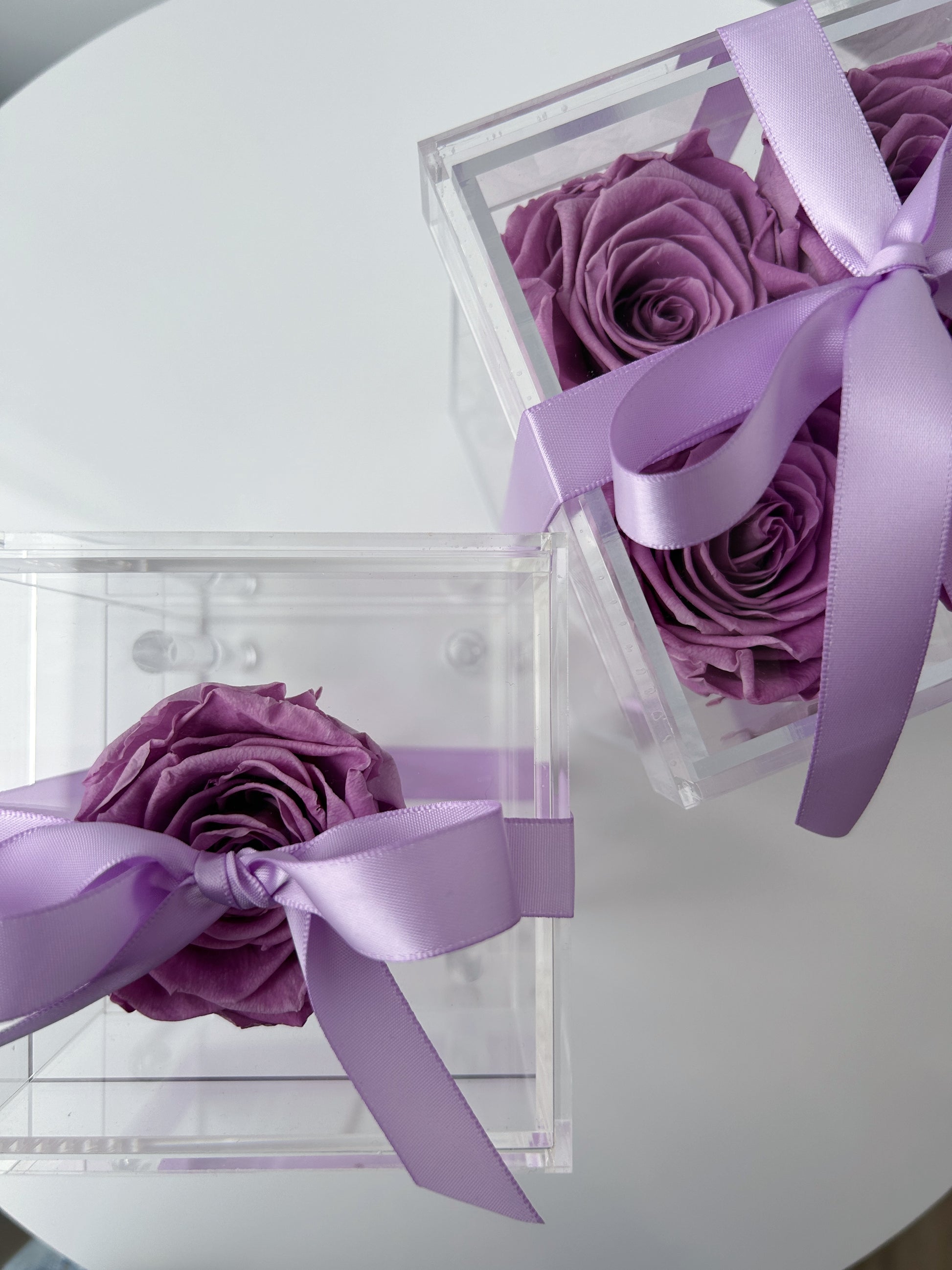 eternity roses in a acrylic box - purple