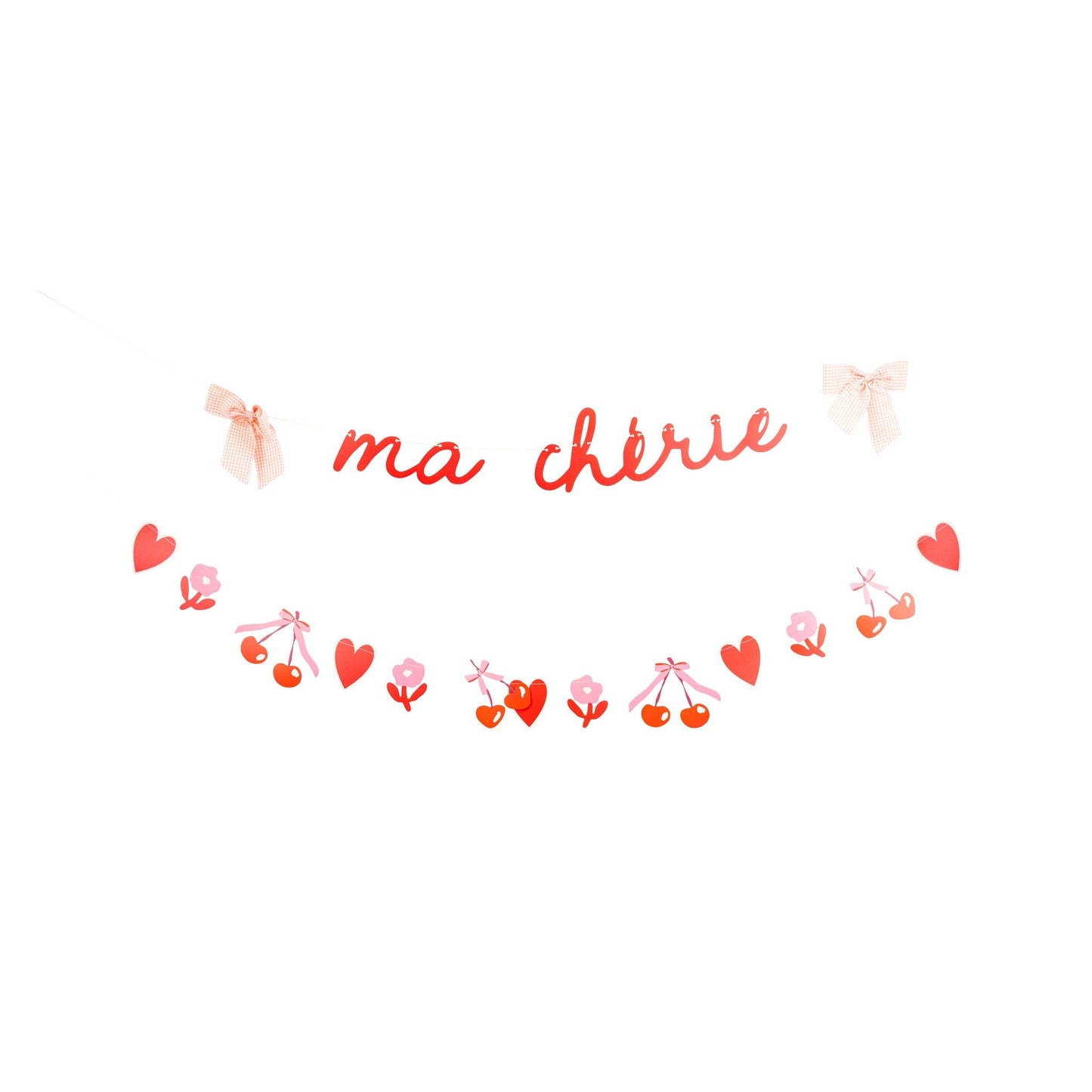 Ma Chérie Valentine’s banner with cherries and hearts, sold in Toronto at Confetti My Party, available for Canada-wide shipping