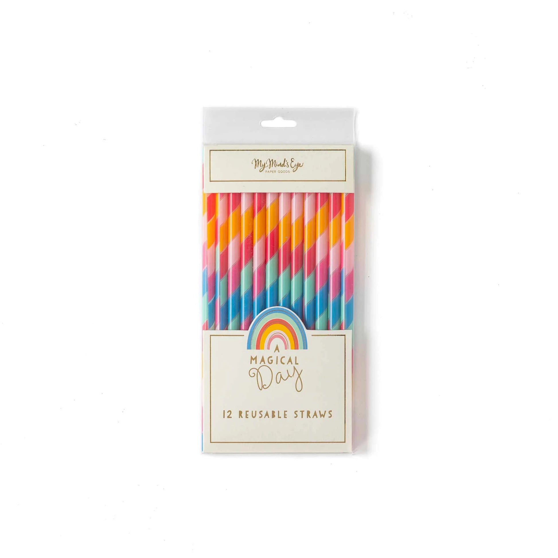 rainbow striped plastic straws