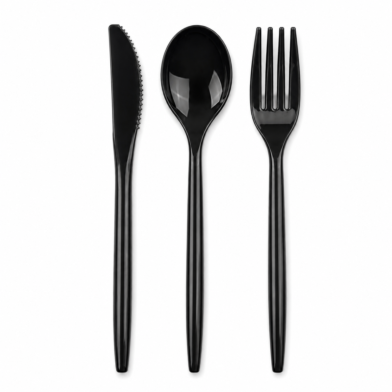 BLACK REUSABLE CUTLERY SET | 30 PIECES