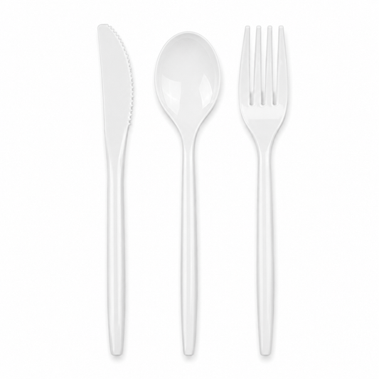 WHITE REUSABLE CUTLERY SET | 30 PIECES