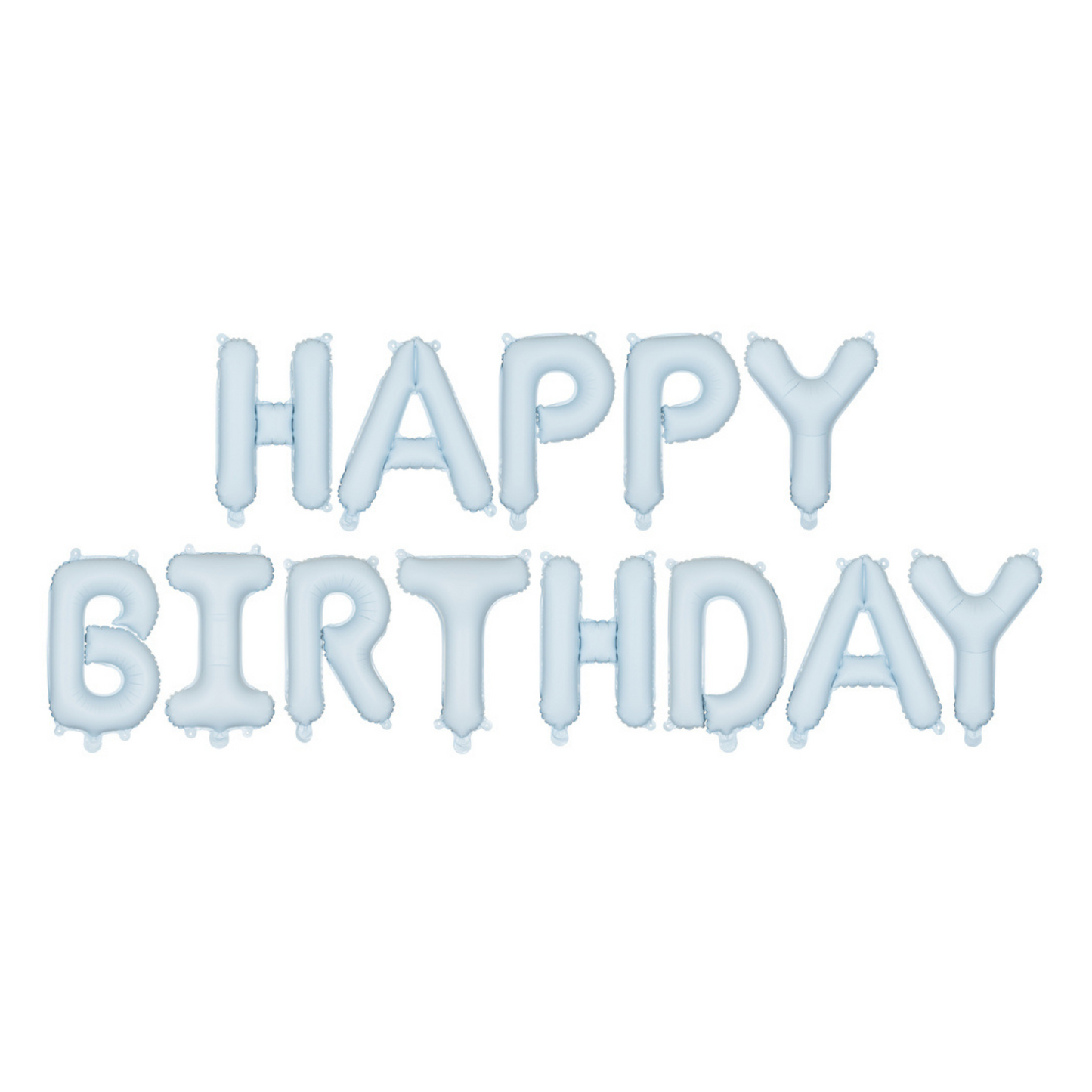 matte light blue happy birthday balloon letters 
