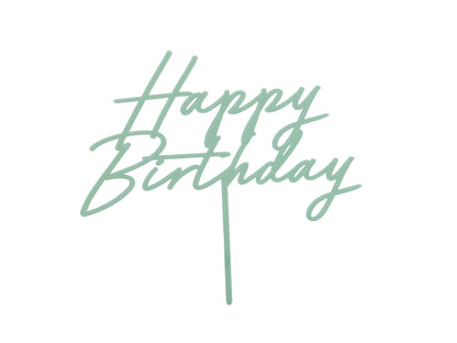 matte mint green acrylic happy birthday cake topper measures about 6 inches tall
