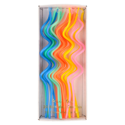 Meri Meri colourful swirly birthday candles in assorted colours, pack of 20