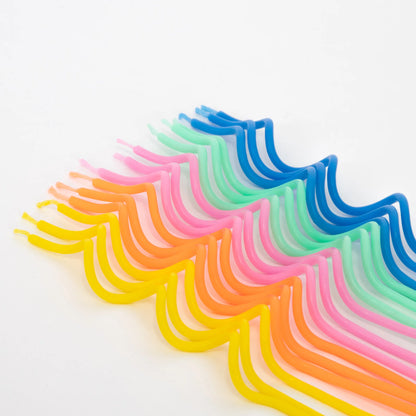 Meri Meri swirly birthday candles in blue, green, pink, orange and yellow