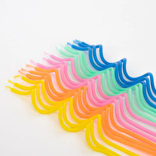 Meri Meri swirly birthday candles in blue, green, pink, orange and yellow