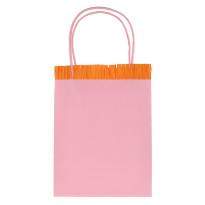 Meri Meri peach paper party bag with orange fringe