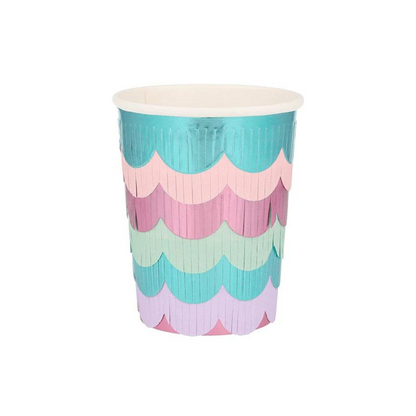 colourful scalloped fringe mermaid cups