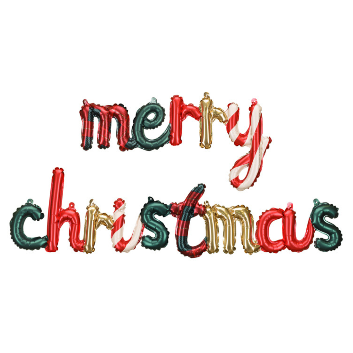 colourful 'merry christmas' foil balloon banner. Sold at confetti my party and fast shipping Canada wide.