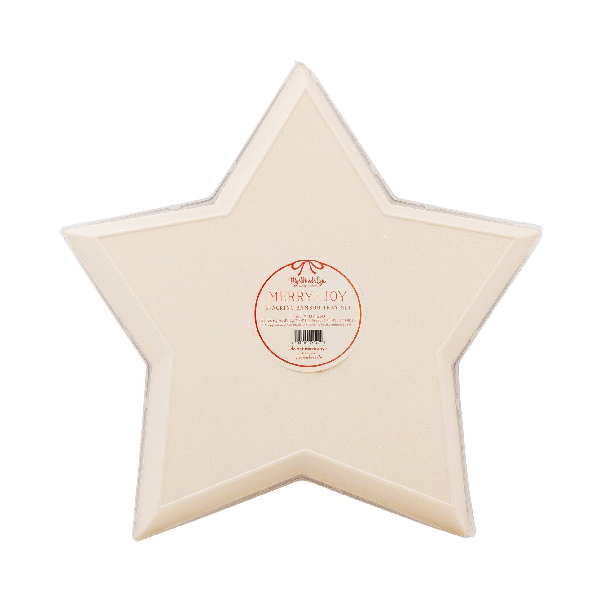 Eco-friendly bamboo star trays set in red and green stripes, reusable serveware for holiday entertaining, ships across Canada.